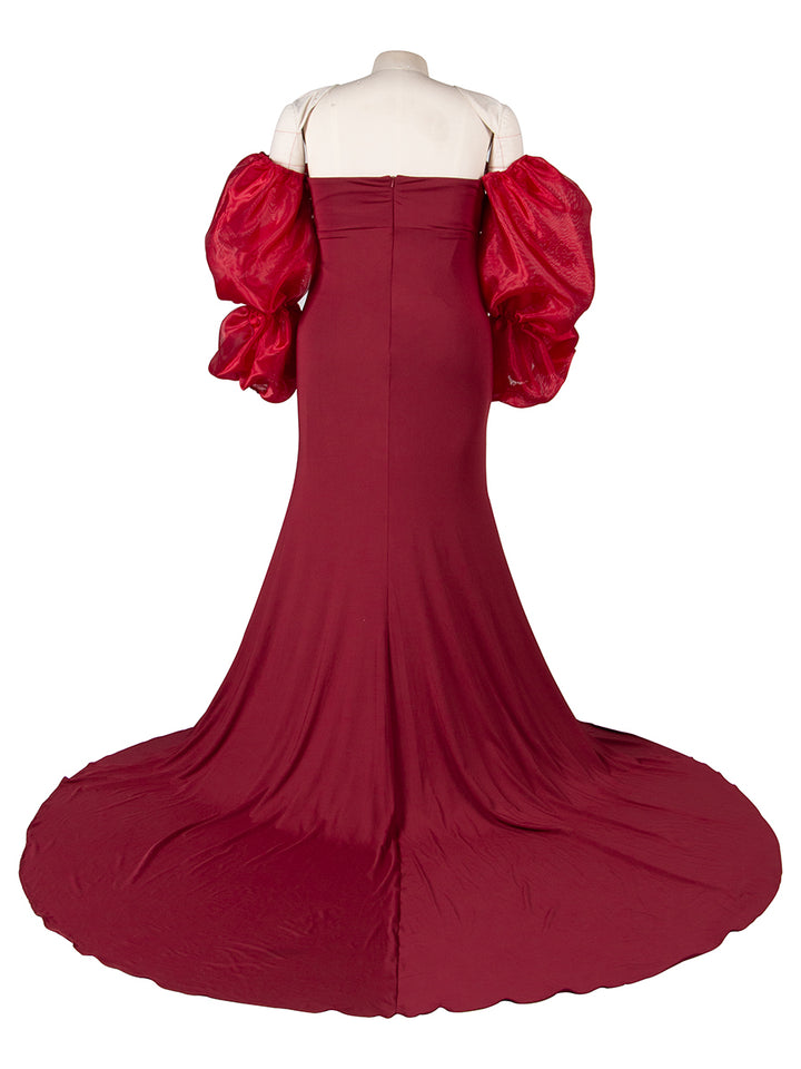 Puffy Long Sleeves Slim Maternity Dress for Baby Shower Photo Shoot Dress YW250090