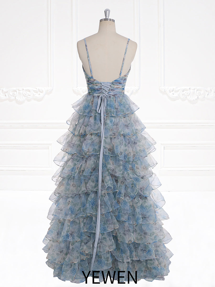 Tiered Prom Dress Layered Ruffle Spring Beach Vacation Gown Sleeveless yewendress Tiered Prom Dress Layered Ruffle Spring Beach Vacation Gown Sleeveless yewendress