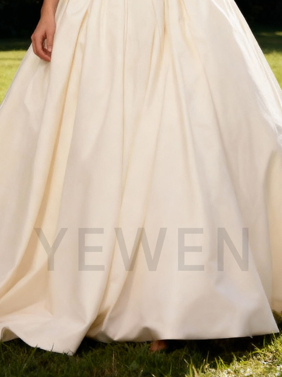 Elegant Off The Shoulder Satin Engagement Wedding Dresses Bridal Gown