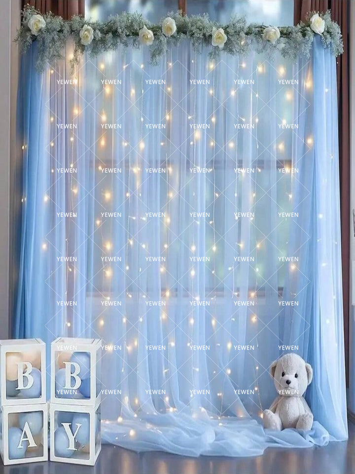 Mesh Outdoor Wedding Gauze Mantle with Light String for Photography Background and Scene Arrangement Backdrops YW2603112D