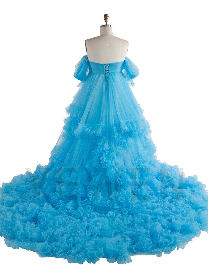 Maternity Dress for Photo Shoot Tulle Ruffle Maternity Gown Baby Shower Photoshoot Dress YW243160