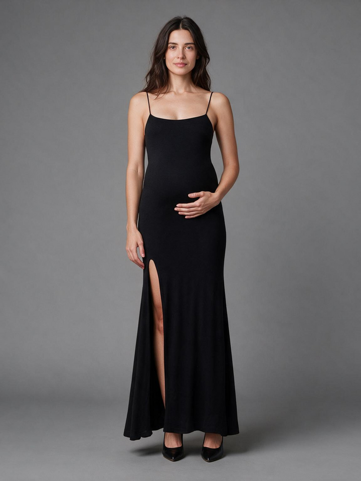 Spaghetti Strap High Slit Maternity Baby Shower Dress