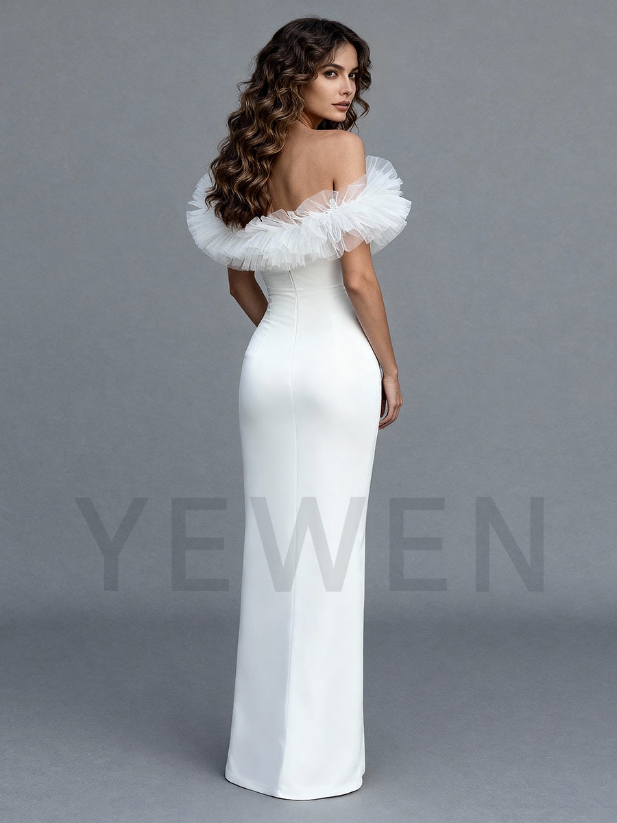 Mermaid Satin Wedding Dress Off Shoulder Elegant Bridal Gown