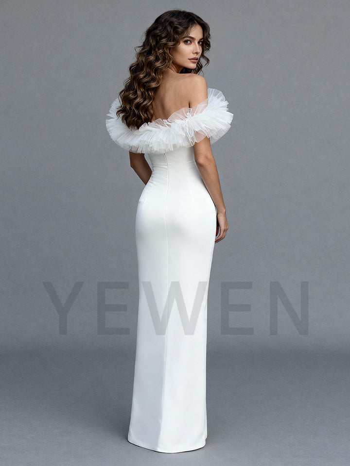 Mermaid Satin Wedding Dress Off Shoulder Elegant Bridal Gown