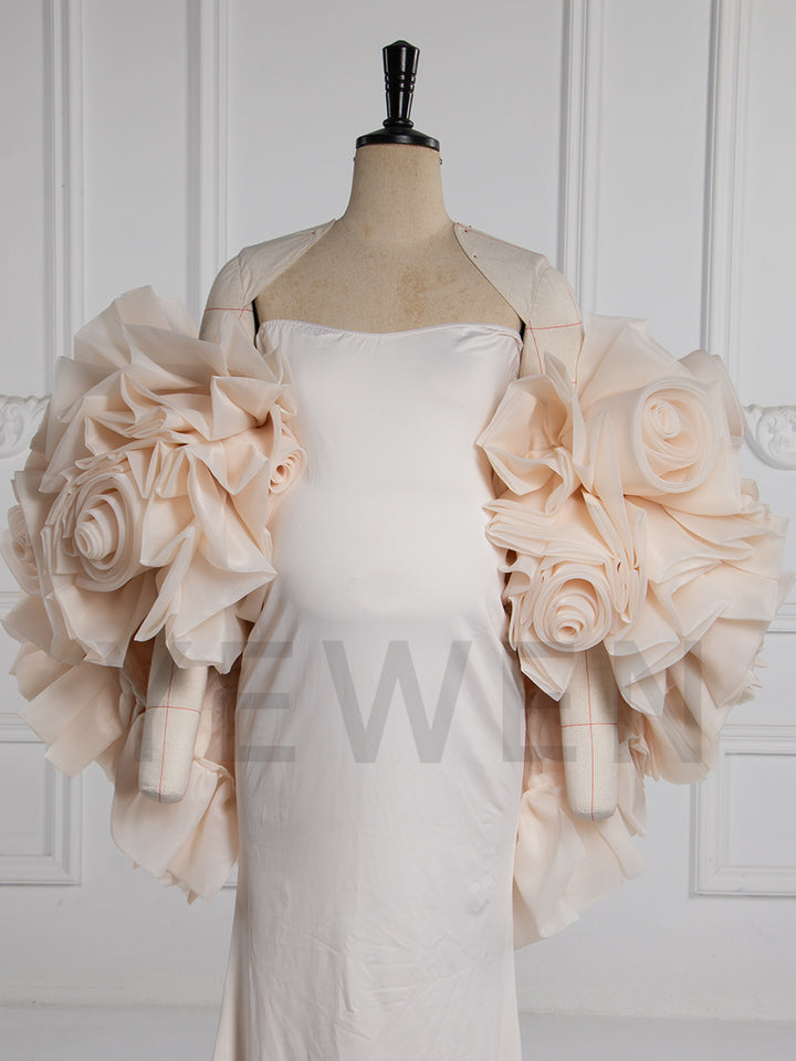 Charming Maternity Dresses for Photoshoot Maternity Shoot Dresses with Rose Floral Cape YW251005