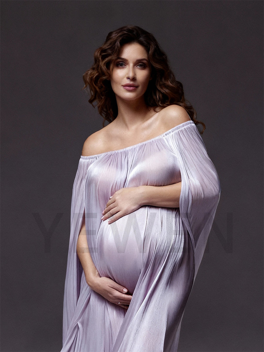 Elegant Off Shoulder Maternity Dress Photoshoot Pregnancy Gown for Baby Shower