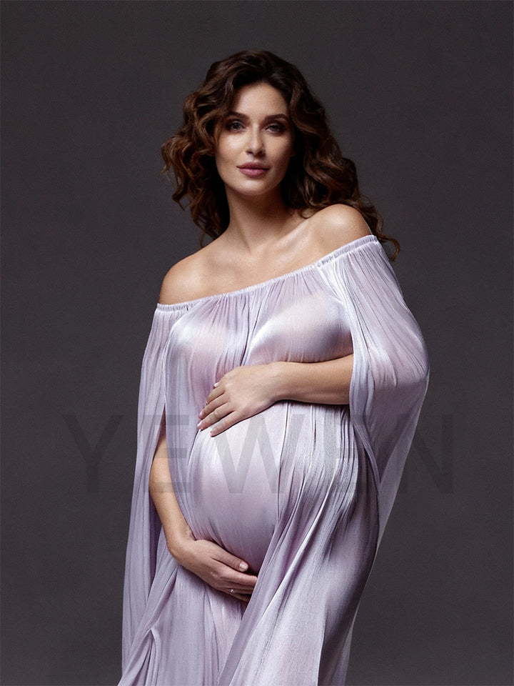 Elegant Off Shoulder Maternity Dress Photoshoot Pregnancy Gown for Baby Shower