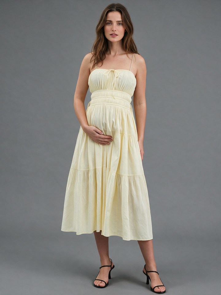 Spaghetti Strap Ruched Bodice Maternity Baby Shower Dress