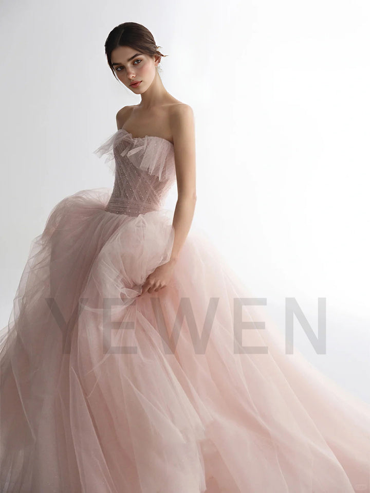 Customized Woman Colored Wedding Dress Elegant Evening Gown