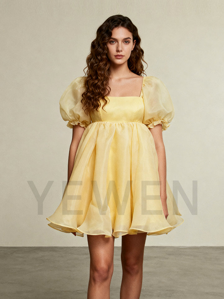 Yellow Short Mini Party Dress Elegant Homecoming Cocktail-dresses YW243161