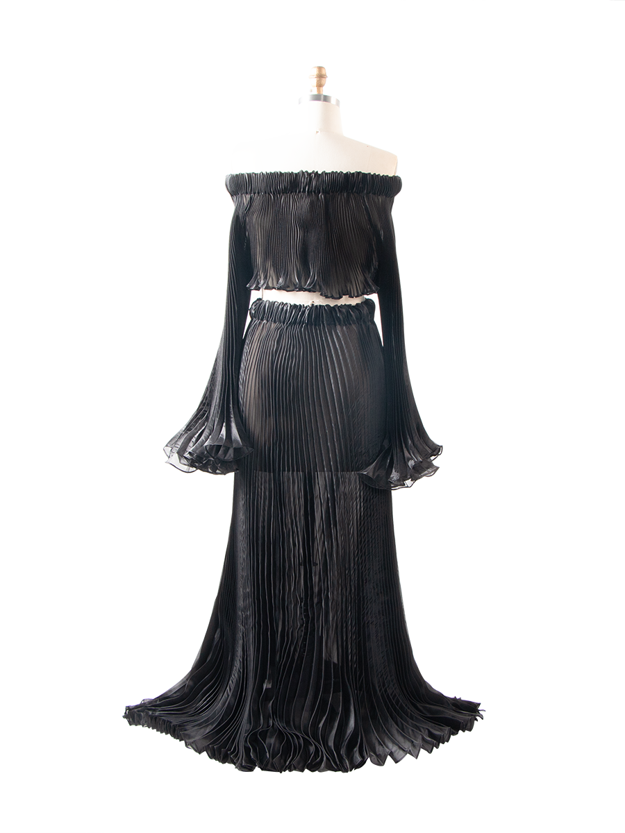 Flowing Pleated Two Piece Maternity Photoshoot Dress YW251022