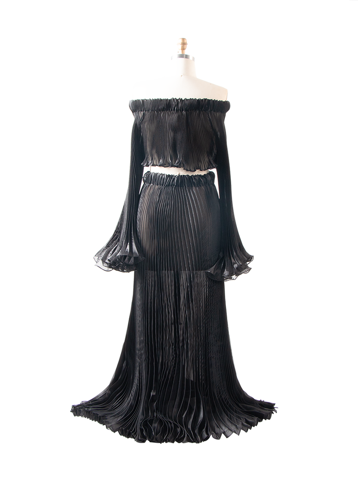Flowing Pleated Two Piece Maternity Photoshoot Dress YW251022