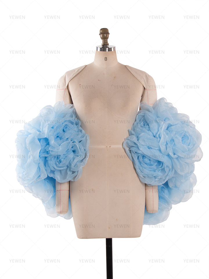Handcrafted Large Organza Floral Shawl Bridal Cape Photography Pregnancy Shooting Props YW260277