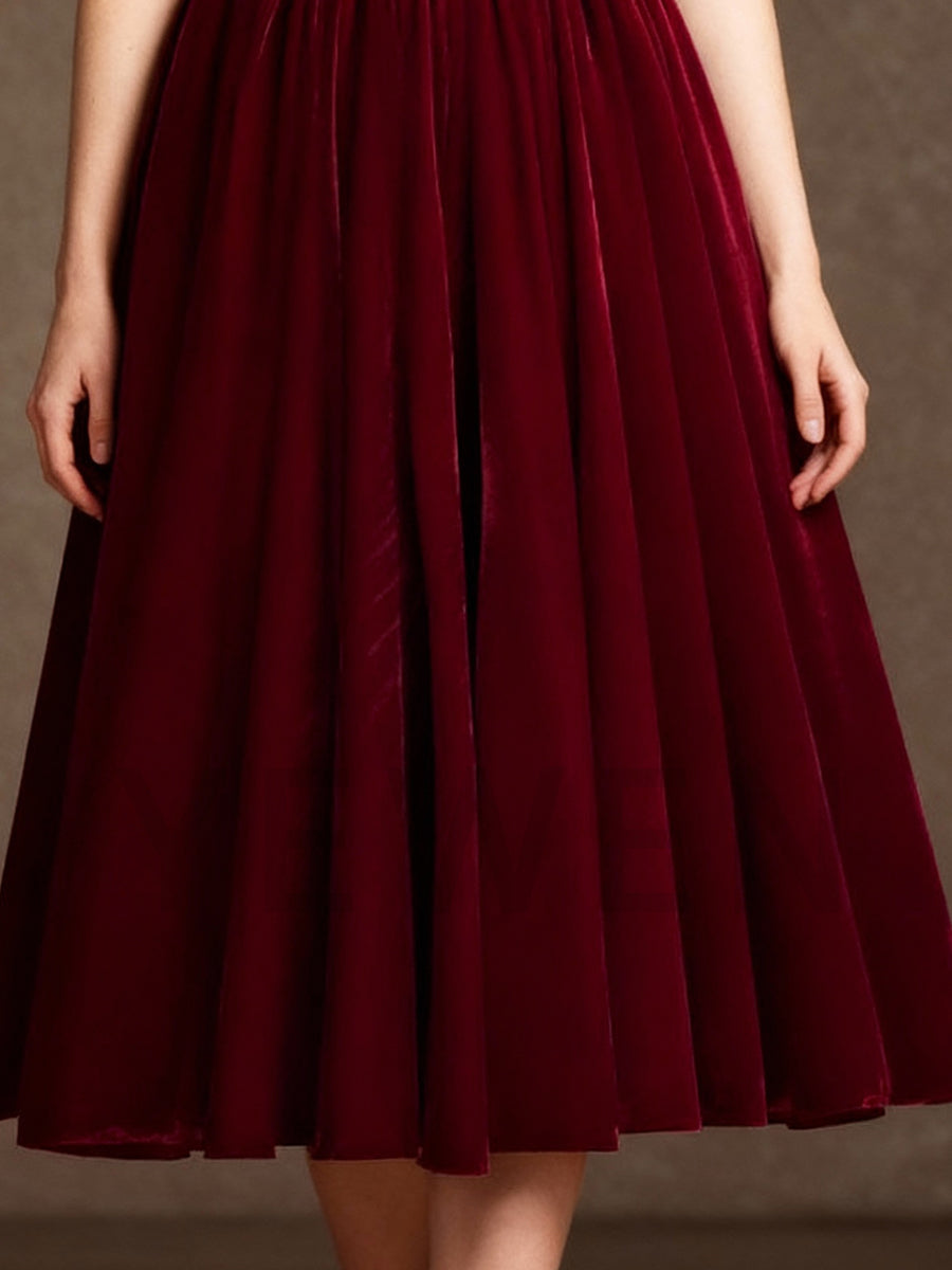 Burgundy Velvet Evening Dress for Women Formal Dress Birthday Dress