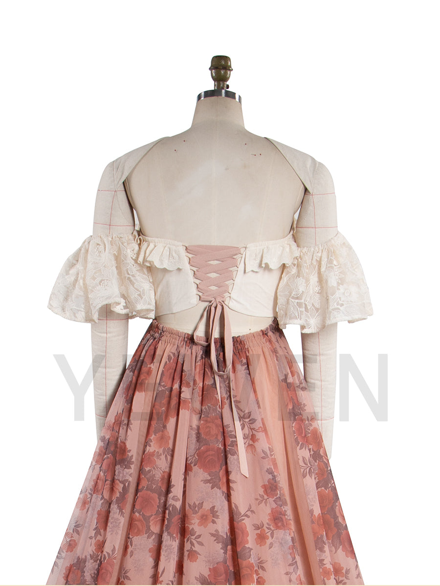 Romantic Floral Gown Boho Photoshoot Outfit YW251029