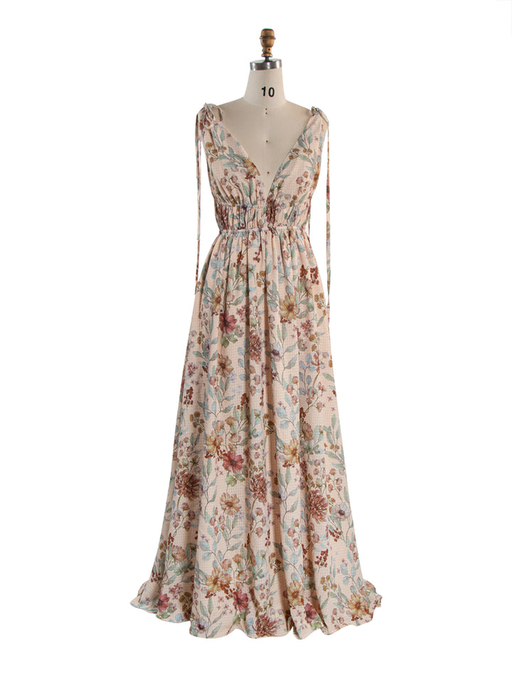 Boho Vintage Maxi Dress Spaghetti Strap Printing Photoshoot Gown YW260260