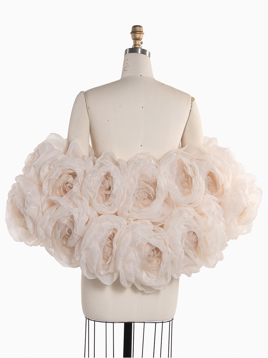 Handcrafted Large Organza Floral Shawl Bridal Cape Photography Pregnancy Shooting Props YW260277