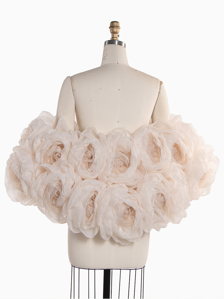 Handcrafted Large Organza Floral Shawl Bridal Cape Photography Pregnancy Shooting Props YW260277