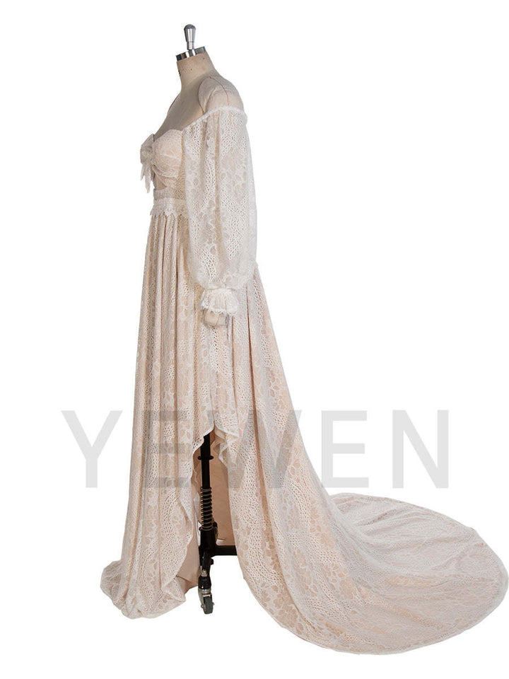 Bohe Lace Vintage Maxi Dress Long Sleeves Photoshoot Dress YW243117