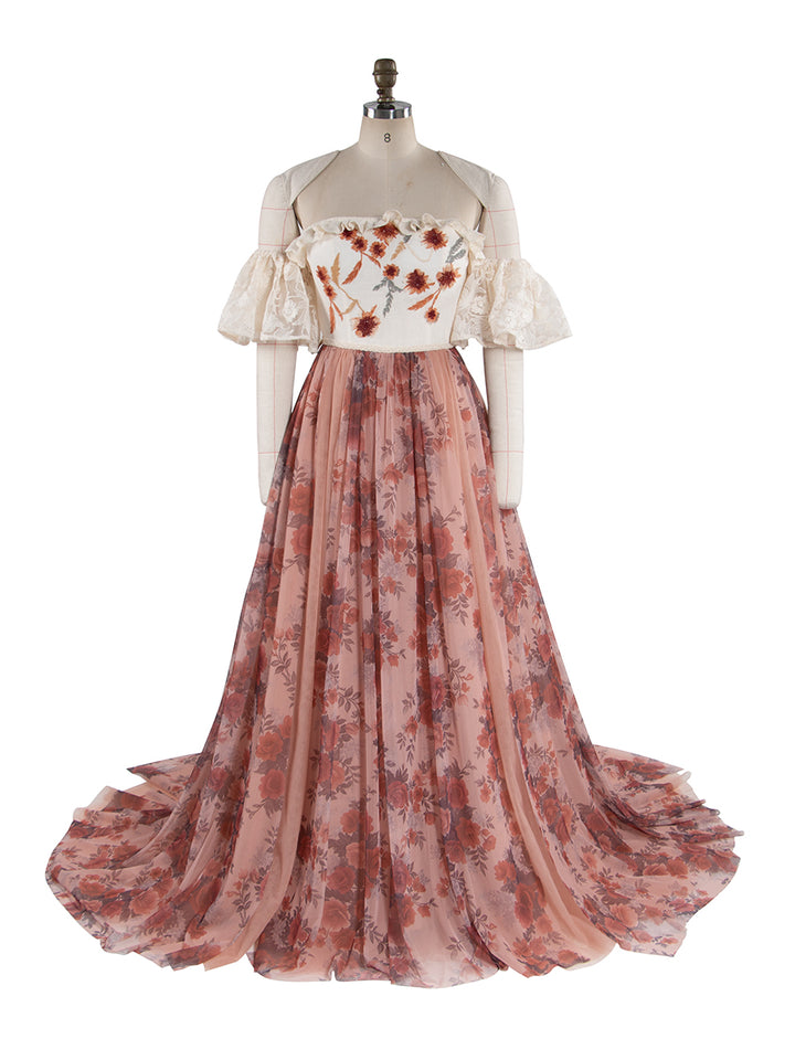 Romantic Floral Gown Boho Photoshoot Outfit YW251029