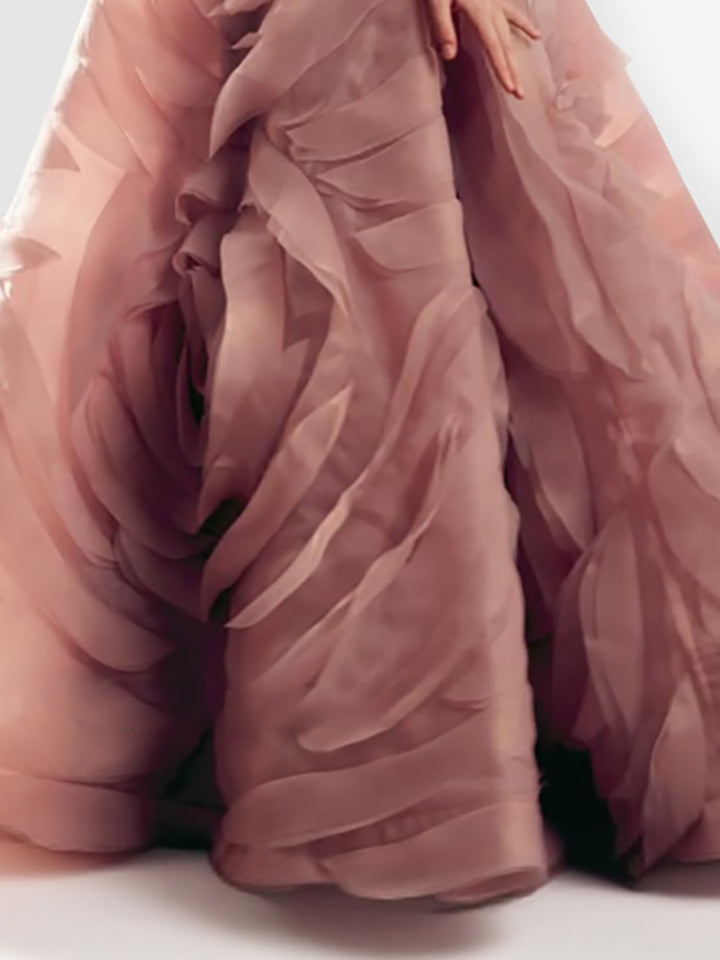 Dubai Megenta Off  Shoulder Evening Dresses Organza A Line Formal Occasion Dress