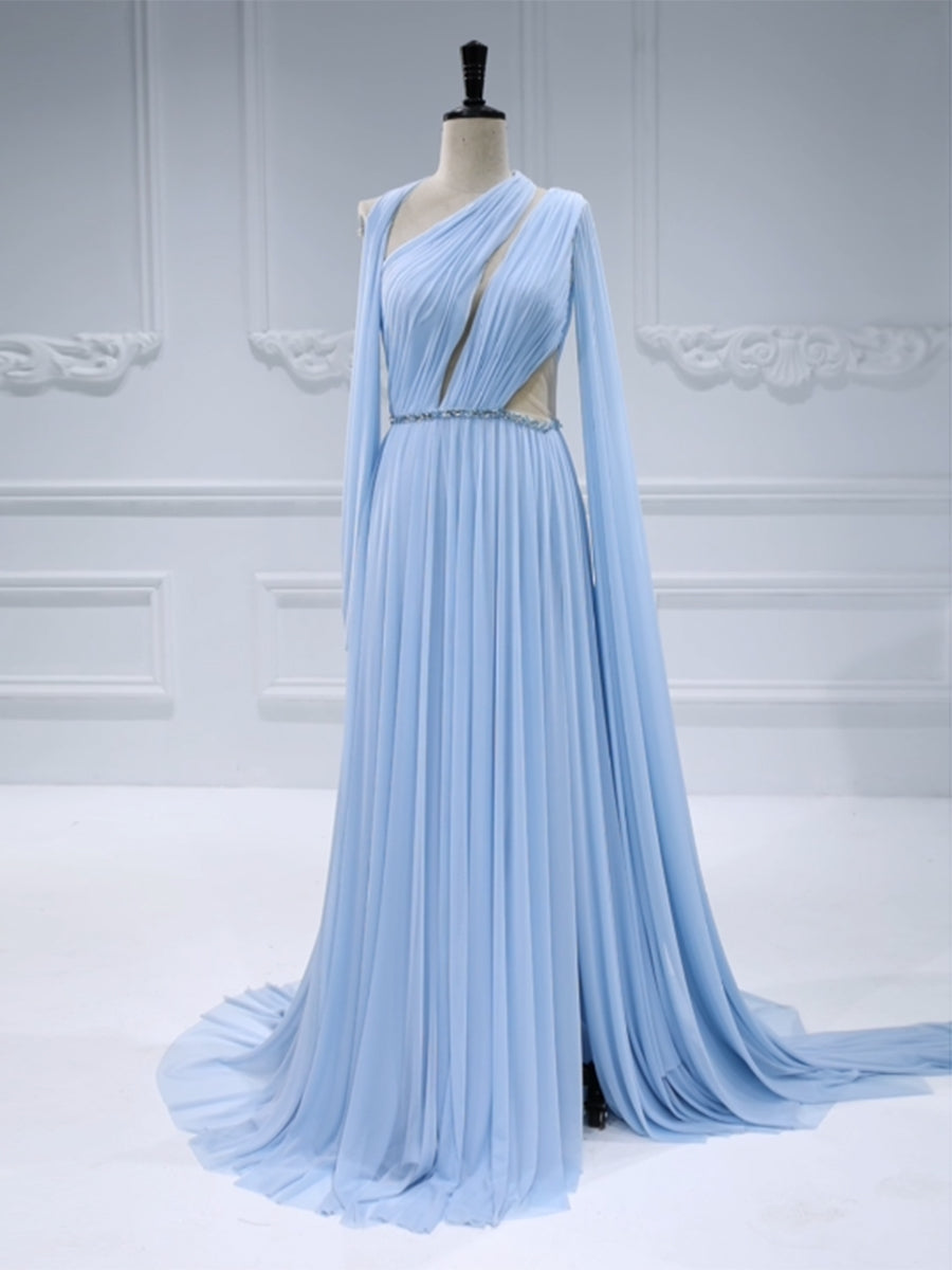 Elegant Cape Sleeve A-Line Prom Dresses | Soft Mesh Formal Gown yewendress Elegant Cape Sleeve A-Line Prom Dresses | Soft Mesh Formal Gown yewendress