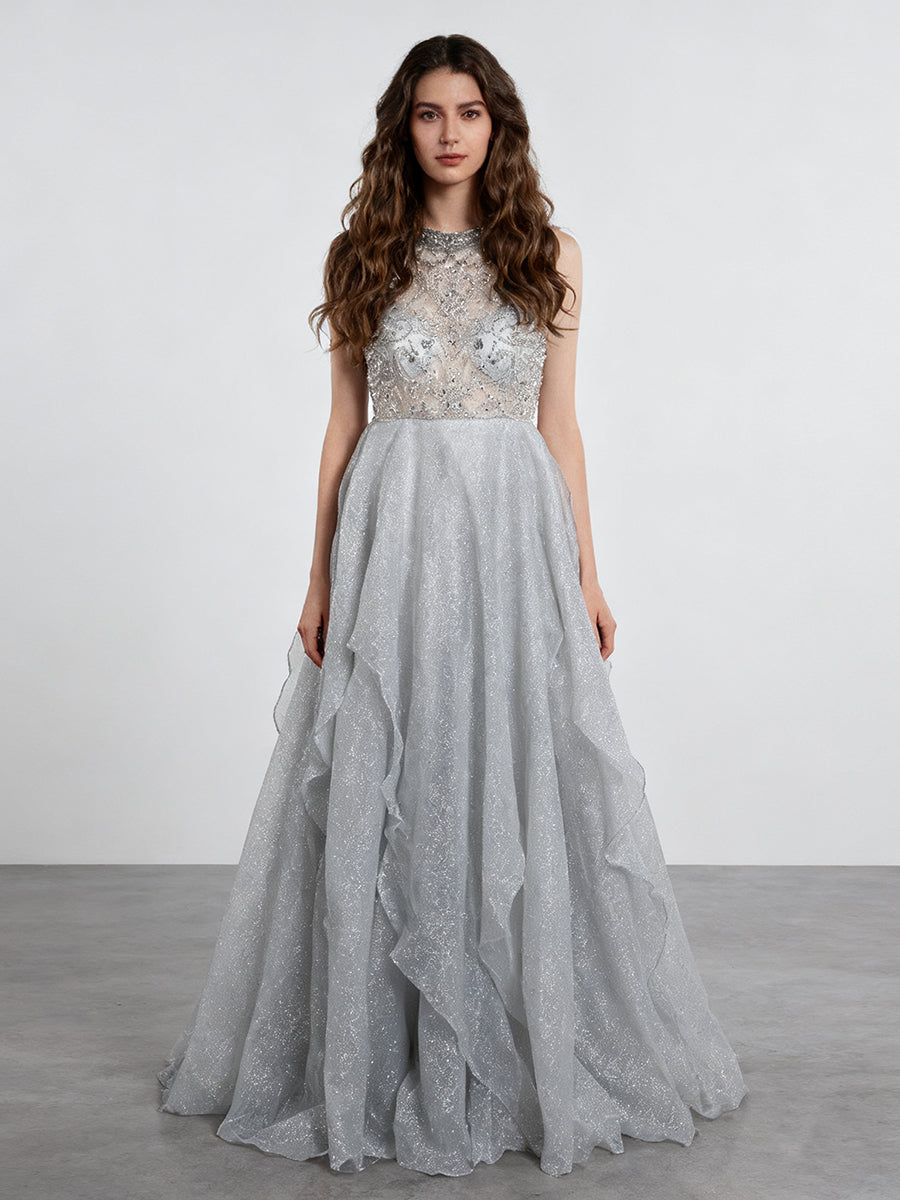 A-Line Beaded Prom Dress Floor-Length Sparkle Fabric Evening Wear Photo Shoot Dress B001 A-Line Beaded Prom Dress Floor-Length Sparkle Fabric Evening Wear Photo Shoot Dress B001