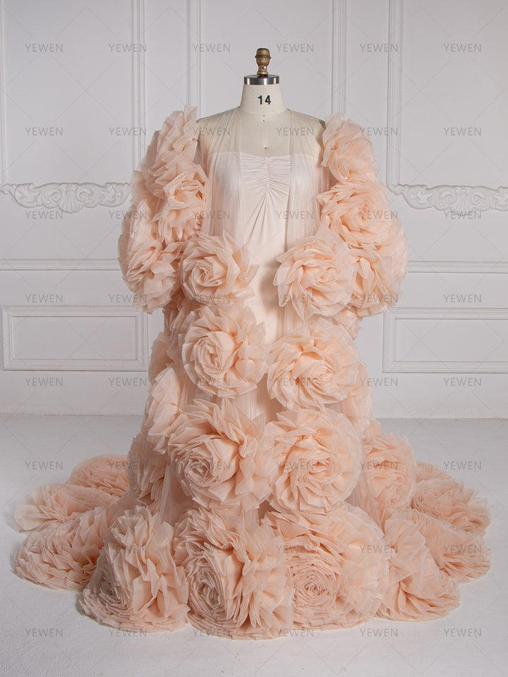 Handmade Flower Cape with Lining Dress Photo Shoot Outfit Wedding Cape YW240005