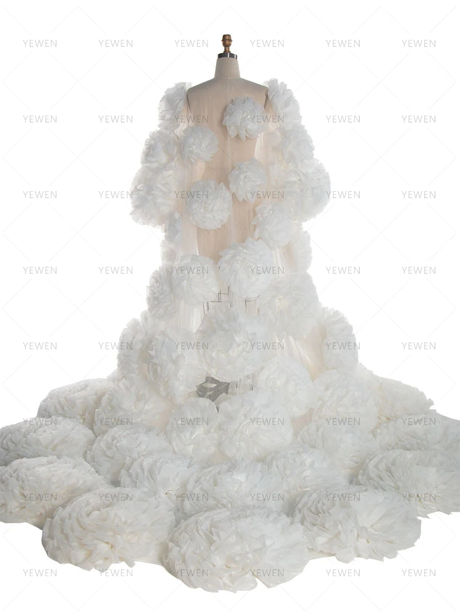 Handmade Flower Cape with Lining Dress Photo Shoot Outfit Wedding Cape YW240005