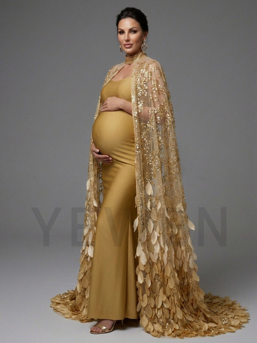 Strapless Maternity Baby Shower Dress with Leaf Train YD260908