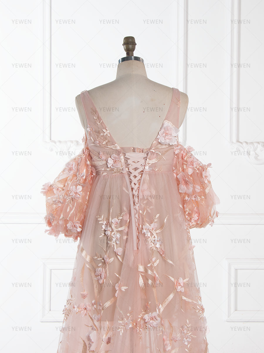 3D Floral Lace  Maternity Dress for Photoshoot Fairy Maxi Dress Photoshoot Outfit YW260284