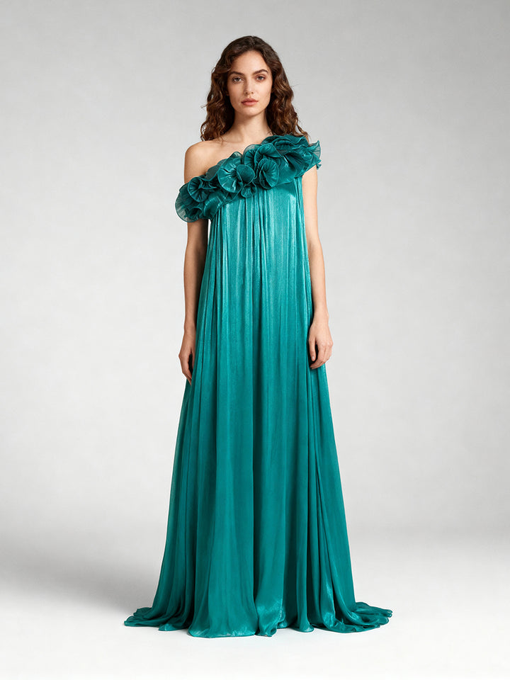 One Shoulder Loose Women's Long Evening Dress Holiday Beach Party Dress