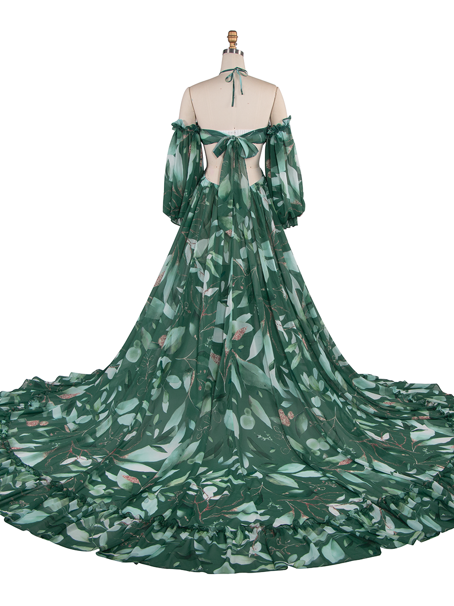 Bohemian Printed Chiffon Maternity Dress for Photoshoot Pregnancy Dress Photoshoot YW240526