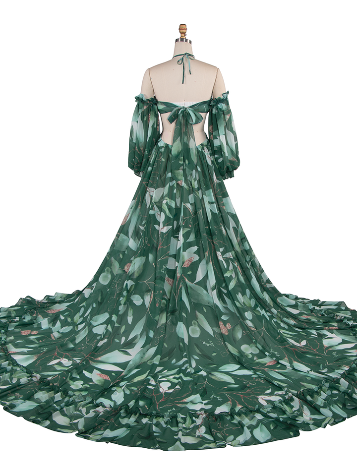 Bohemian Printed Chiffon Maternity Dress for Photoshoot Pregnancy Dress Photoshoot YW240526