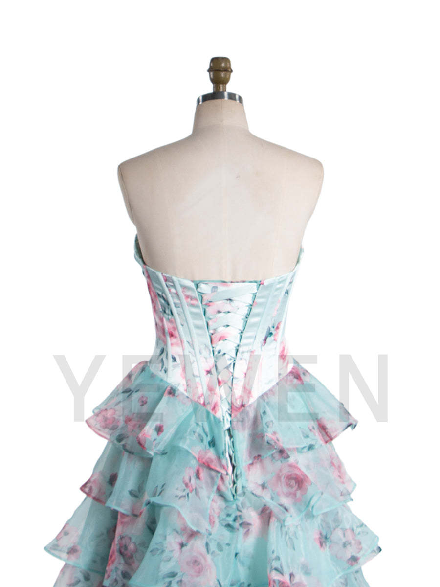 Gorgeous A Line Off The Shoulder Printed Long Prom Dress With Ruffles United Kingdom YW240048