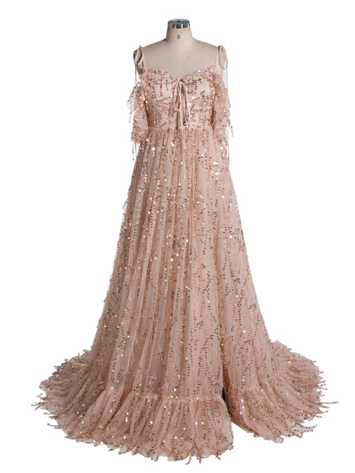 Champagne Tassel, Fringed Sequins Dress, Photo Shoot Dresses for Engagement and Photographers