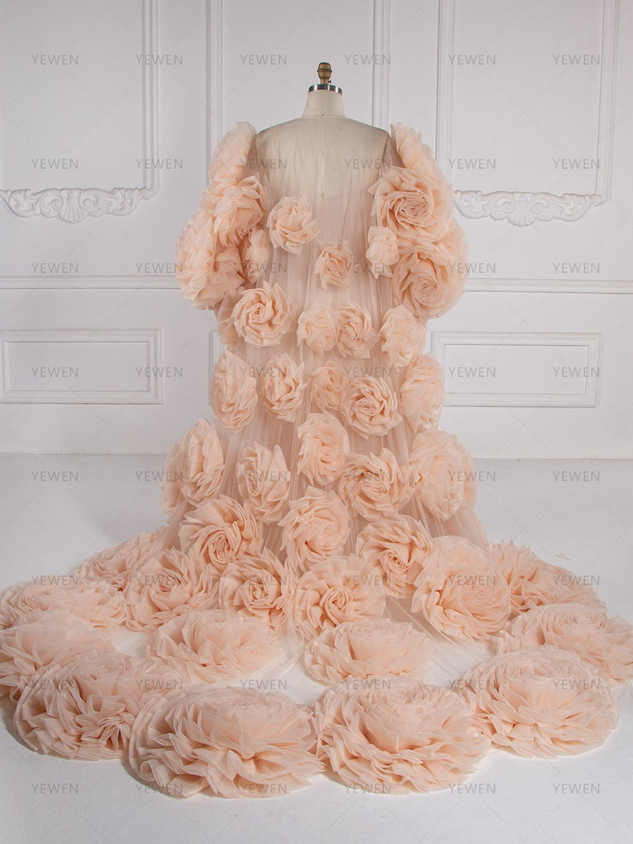 Handmade Flower Cape with Lining Dress Photo Shoot Outfit Wedding Cape YW240005