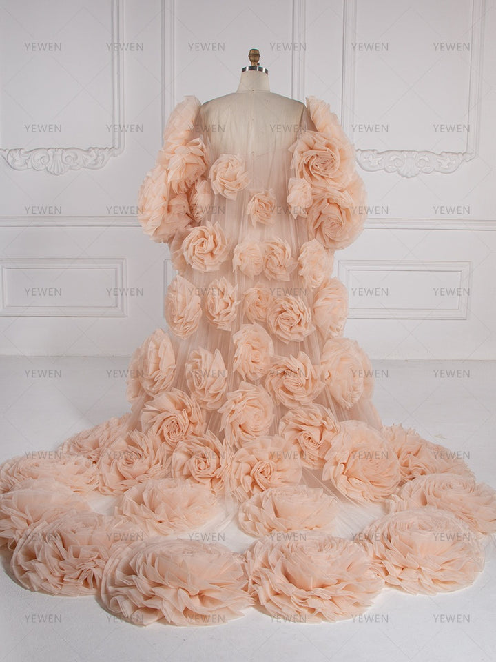 Handmade Flower Cape with Lining Dress Photo Shoot Outfit Wedding Cape YW240005