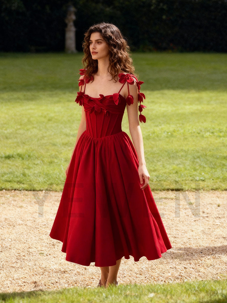 Red Elegant Prom Dress Spaghetti Straps Party Gown Birthday Gown