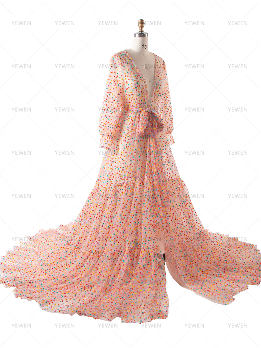 Colorful Polka Dot Maxi Dress for Women Photography Gown Maternity Photoshoot Dresses Long Flowing Maxi Dresses YW240044