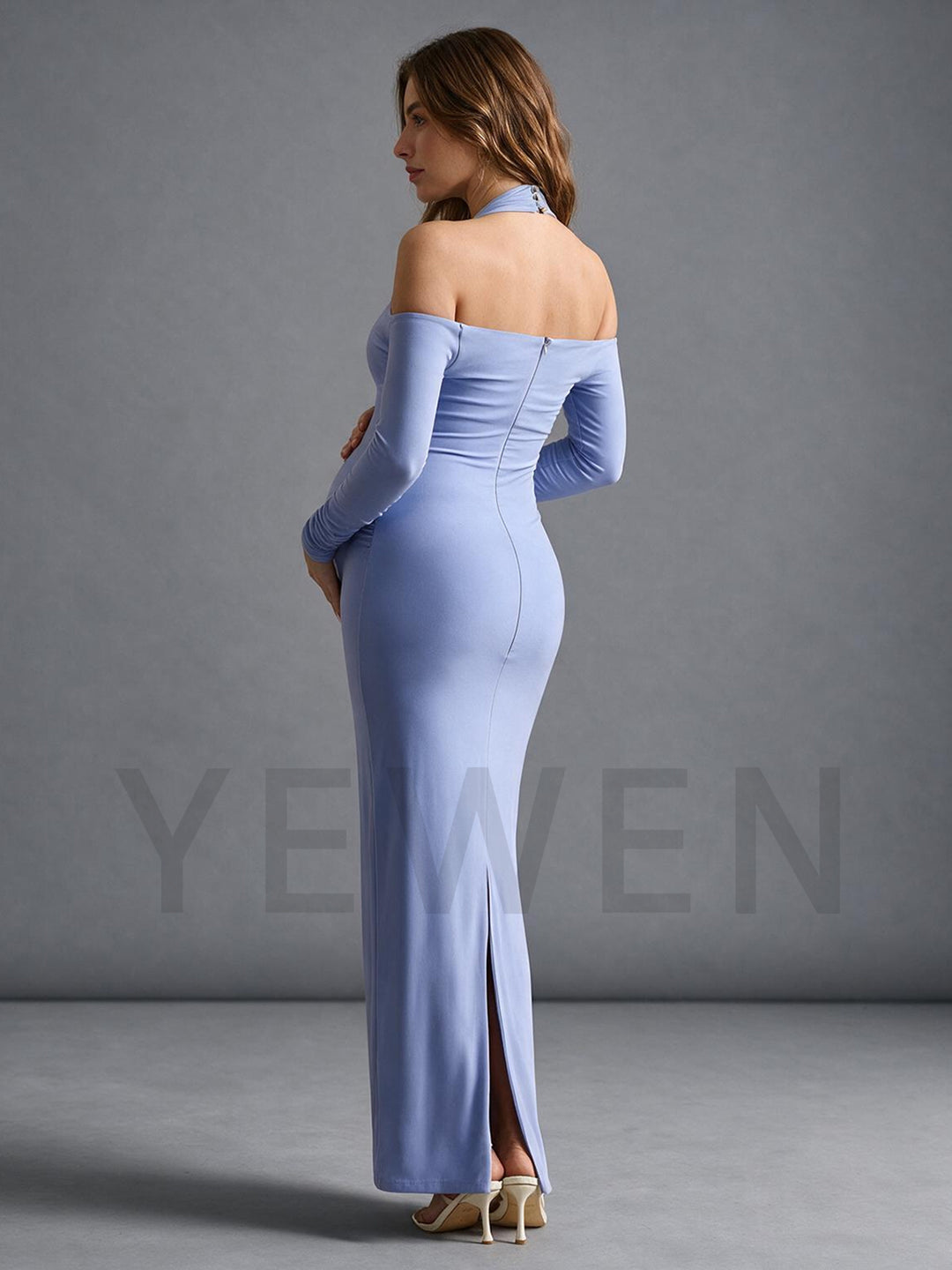 Cold Shoulder Long Sleeve Maternity Dress for Baby Shower YM261008