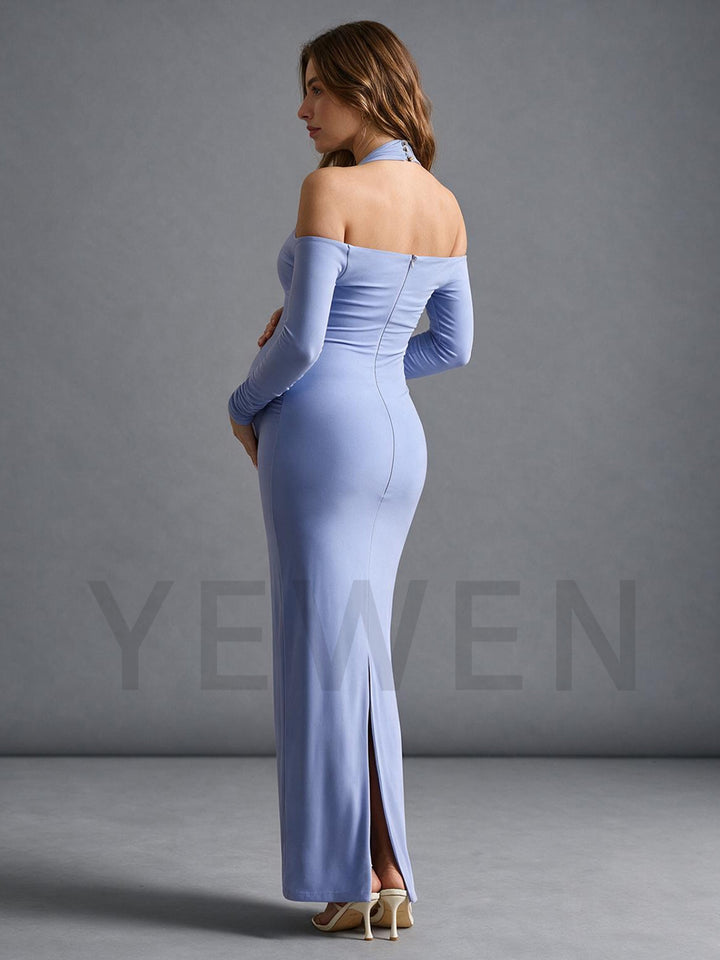 Cold Shoulder Long Sleeve Maternity Dress for Baby Shower YM261008