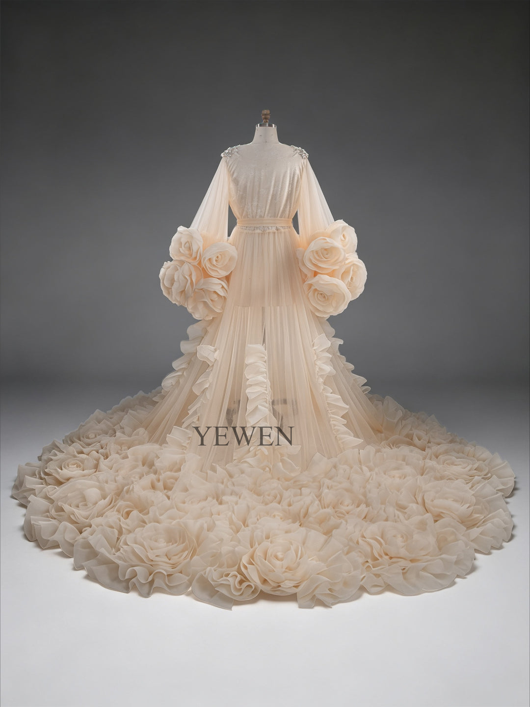 Luxury 3D Flower Bridal Robe Wedding Photography Robe YW251010