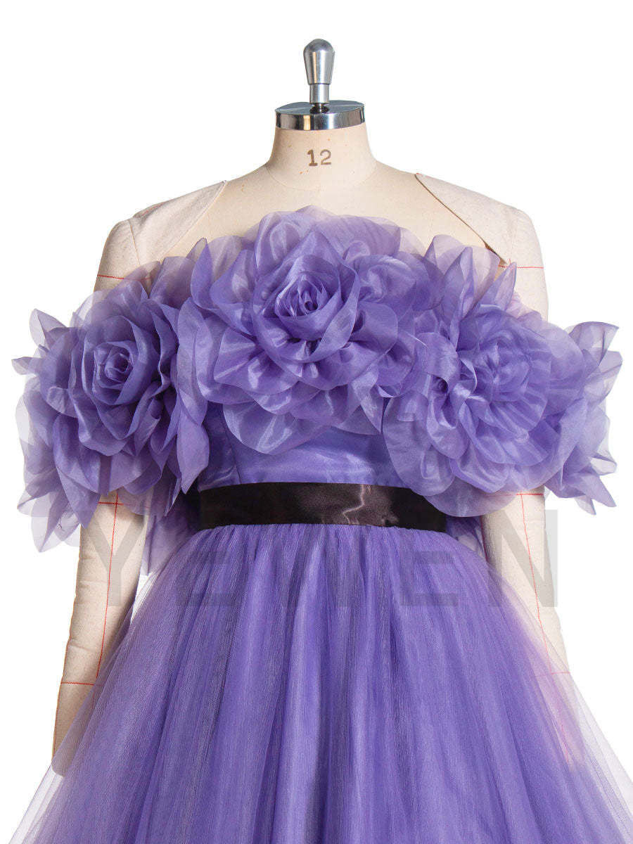 Elegance Off The Shoulder Handmade Flower Colored Wedding Dresses Ball Gown YW241006