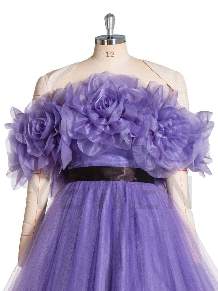 Elegance Off The Shoulder Handmade Flower Colored Wedding Dresses Ball Gown YW241006