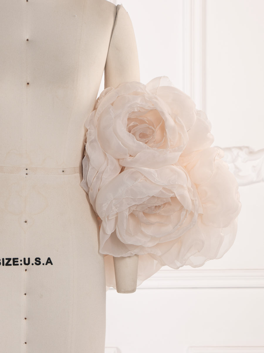 Handcrafted Large Organza Floral Shawl Bridal Cape Photography Pregnancy Shooting Props YW260277