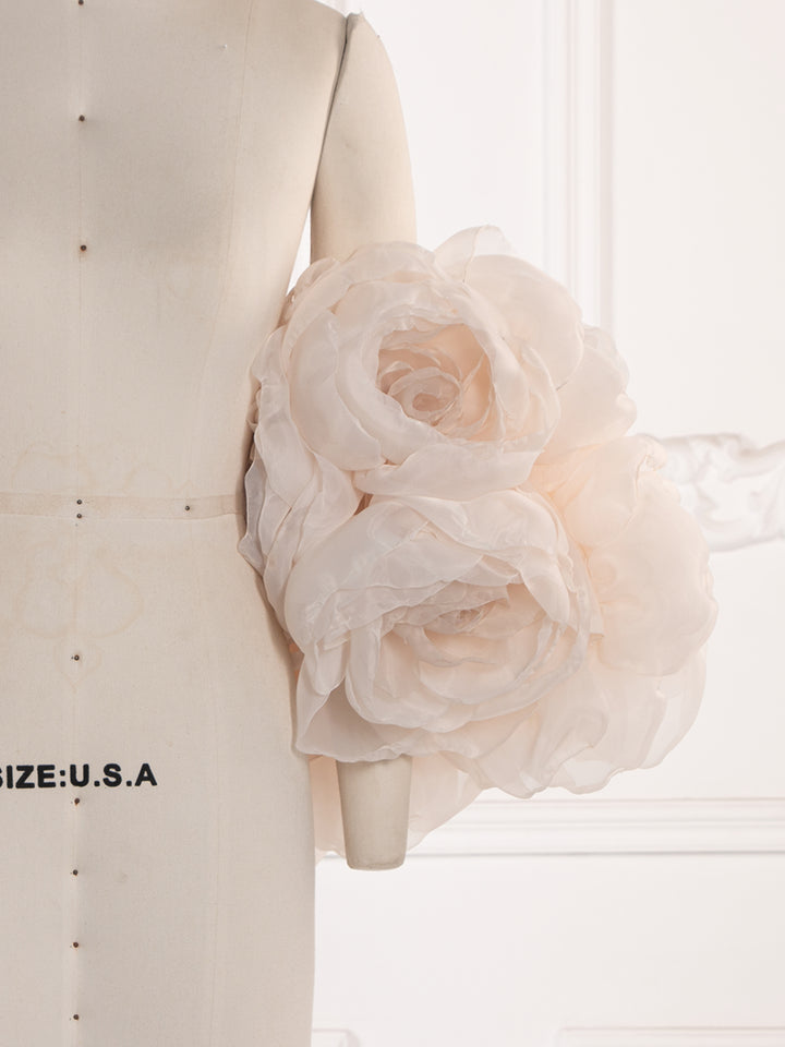 Handcrafted Large Organza Floral Shawl Bridal Cape Photography Pregnancy Shooting Props YW260277
