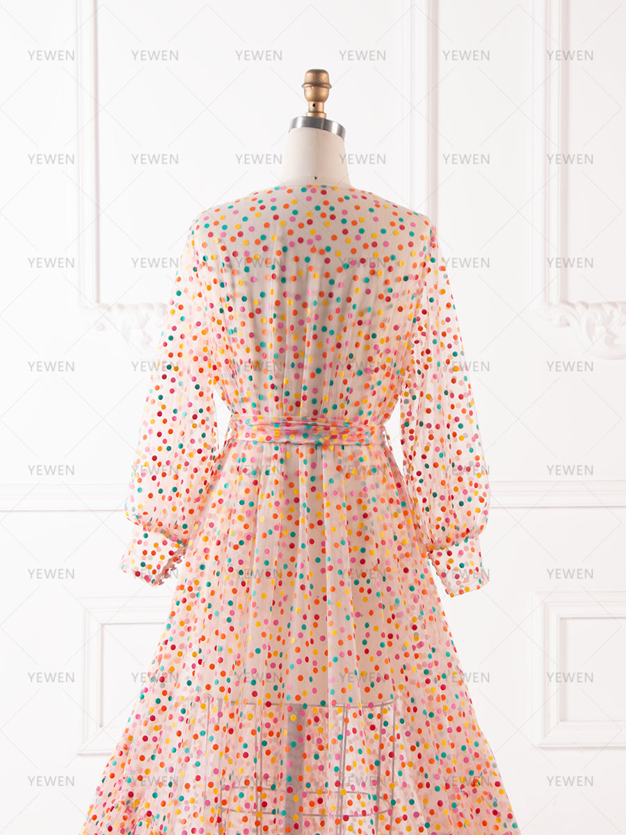 Colorful Polka Dot Maxi Dress for Women Photography Gown Maternity Photoshoot Dresses Long Flowing Maxi Dresses YW240044