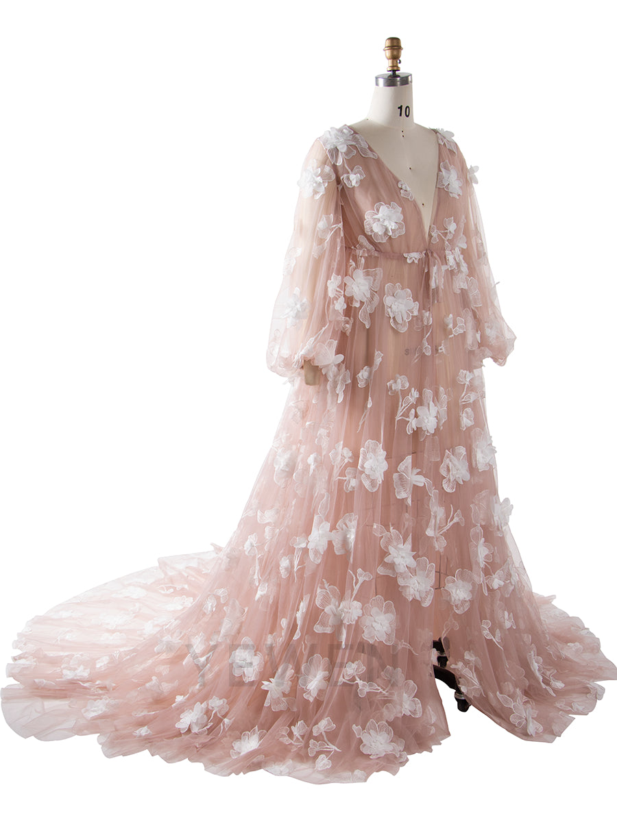 Maternity Dress for Photo Shoot Floral Tulle Pregnancy Dress YW251061