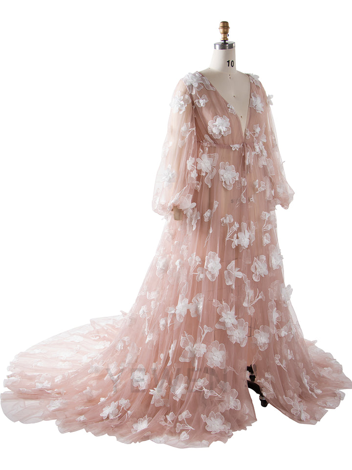 Maternity Dress for Photo Shoot Floral Tulle Pregnancy Dress YW251061